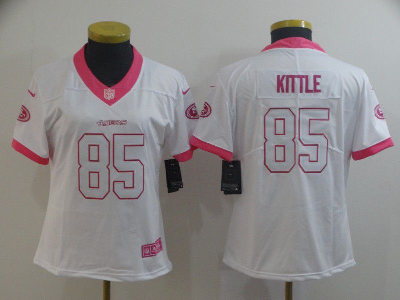 Women San Francisco 49ers #85 Kittle white pink Nike Vapor Untouchable Limited Player NFL Jerseys
